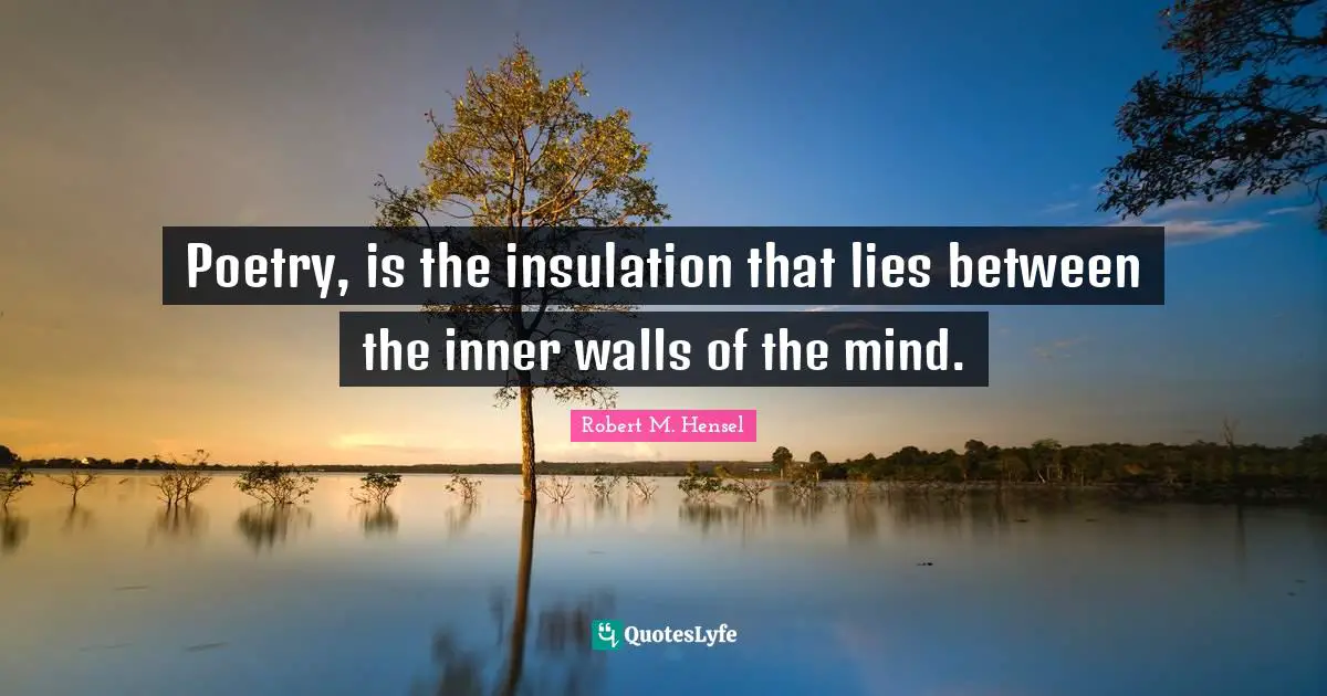 Poetry, is the insulation that lies between the inner walls of the mind.