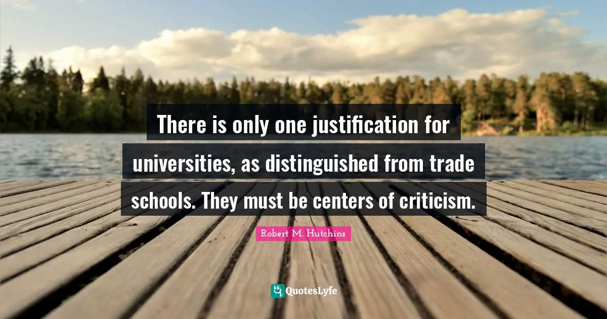 There is only one justification for universities, as distinguished from trade schools. They must be centers of criticism.