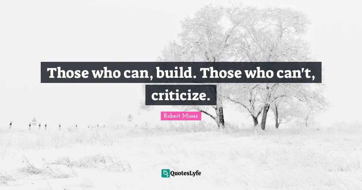 Criticize Quotes: "Those who can, build. Those who can't, criticize."