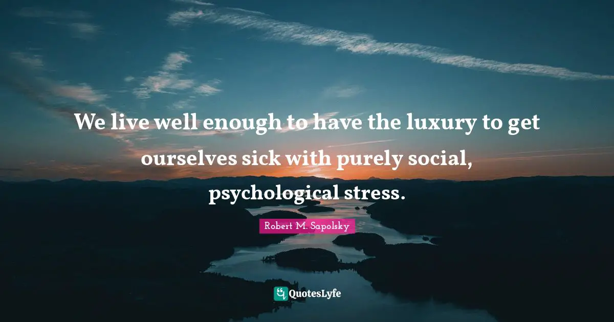 We live well enough to have the luxury to get ourselves sick with purely social, psychological stress.