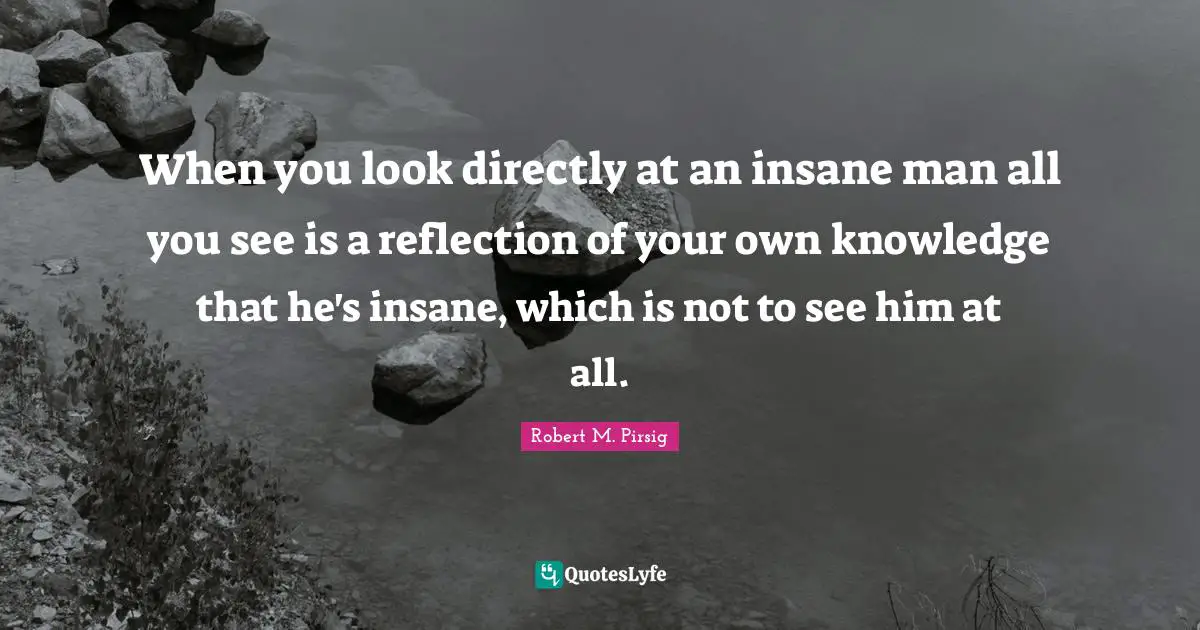 When you look directly at an insane man all you see is a reflection of your own knowledge that he's insane, which is not to see him at all.