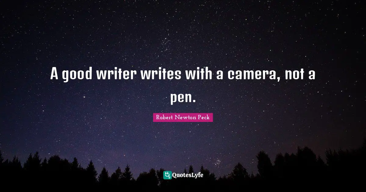 A good writer writes with a camera, not a pen.