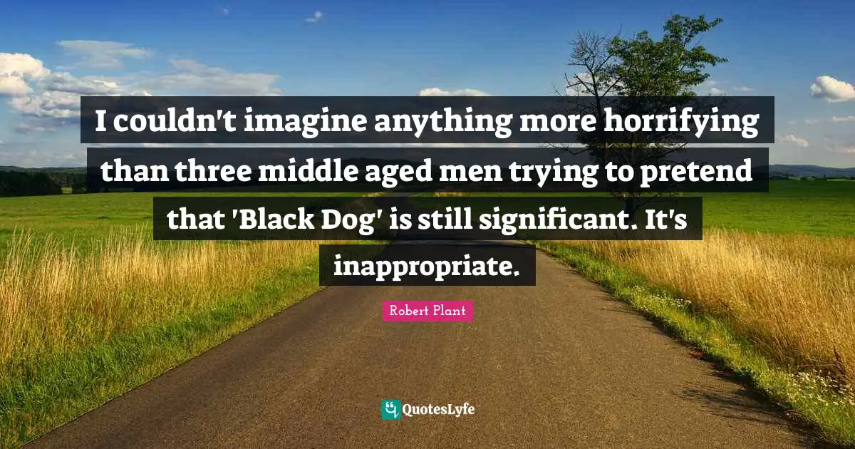 Inappropriate Quotes: "I couldn't imagine anything more horrifying than three middle aged men trying to pretend that 'Black Dog' is still significant. It's inappropriate."