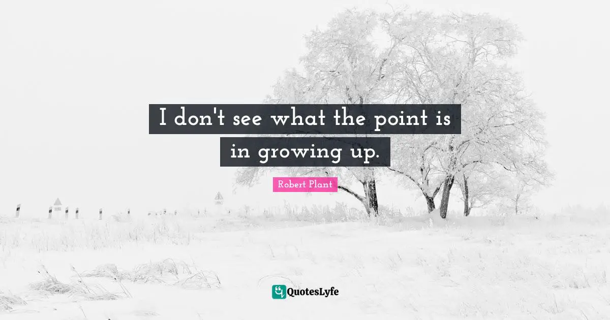 I don't see what the point is in growing up.
