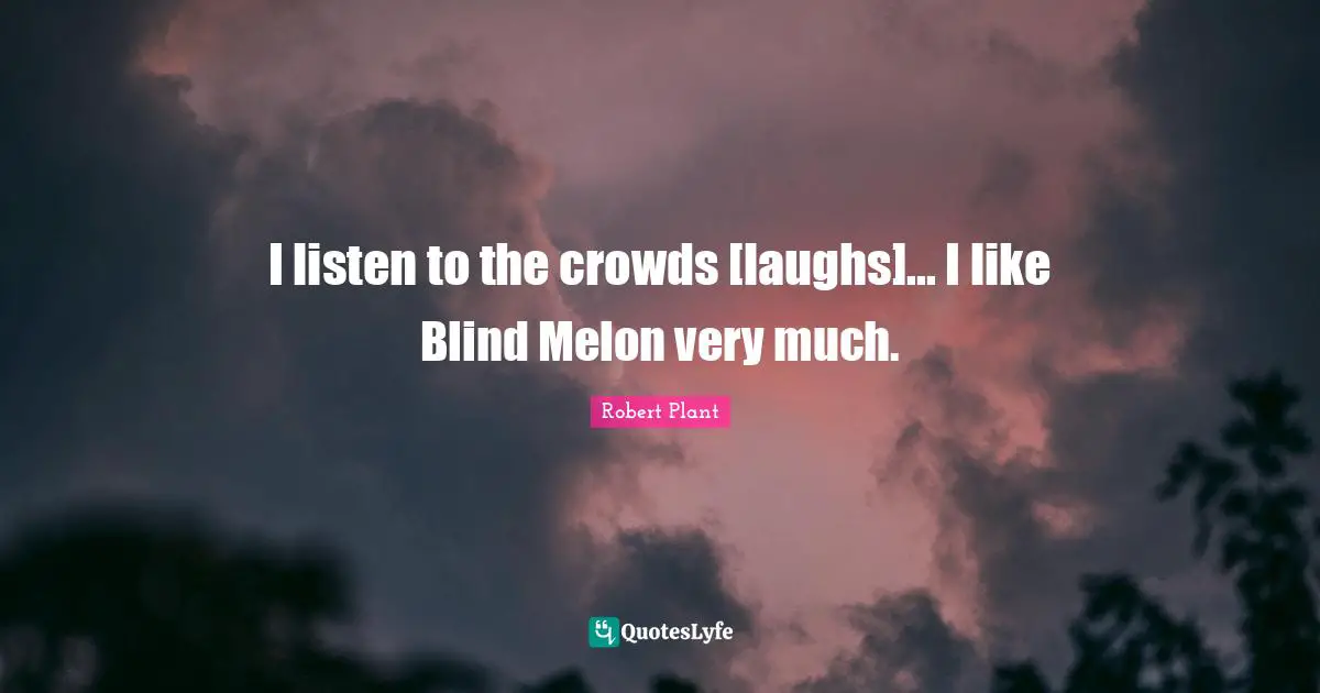 I listen to the crowds [laughs]... I like Blind Melon very much.