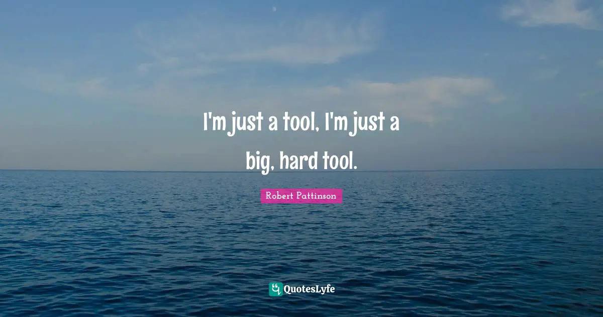 I'm just a tool, I'm just a big, hard tool.