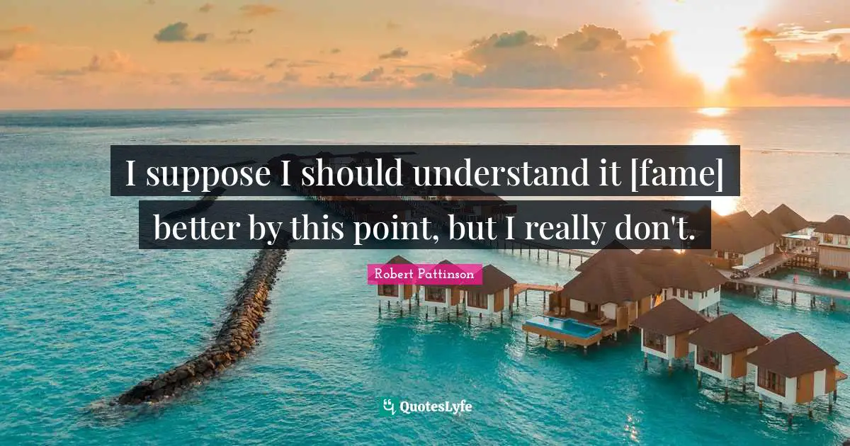 I suppose I should understand it [fame] better by this point, but I really don't.