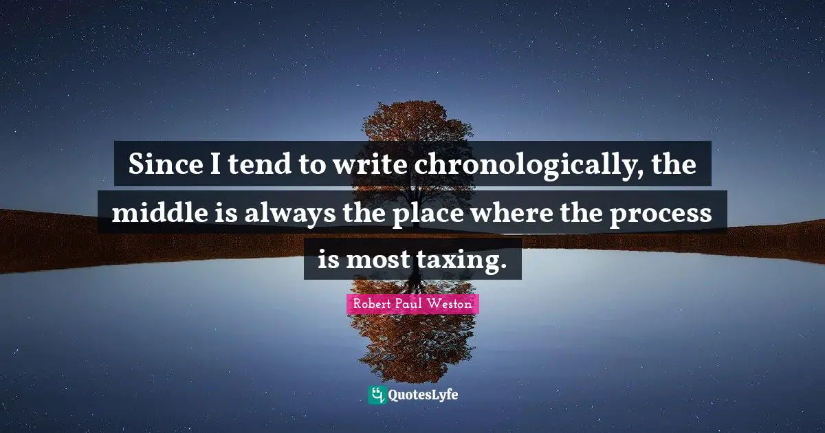Since I tend to write chronologically, the middle is always the place where the process is most taxing.