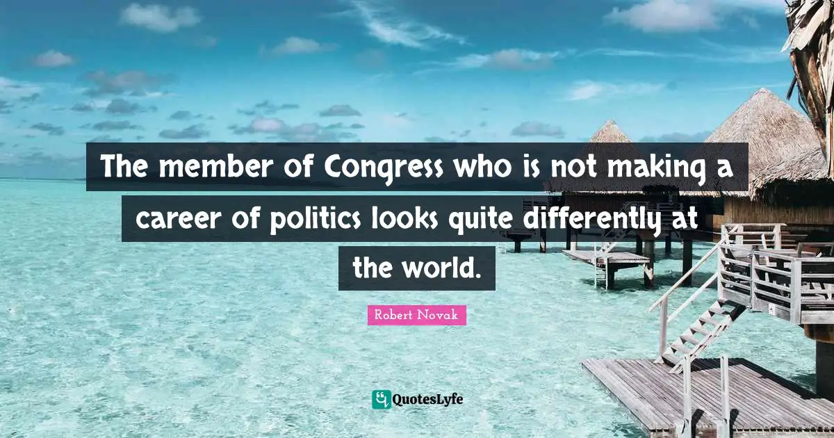 The member of Congress who is not making a career of politics looks quite differently at the world.