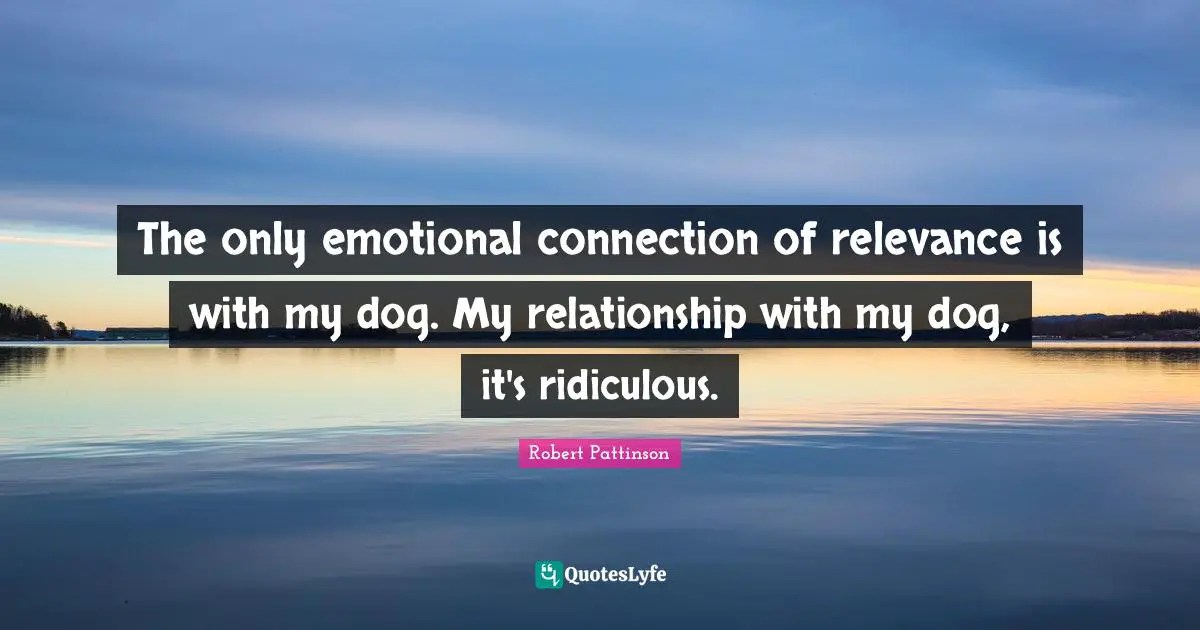 Connection Quotes: "The only emotional connection of relevance is with my dog. My relationship with my dog, it's ridiculous."