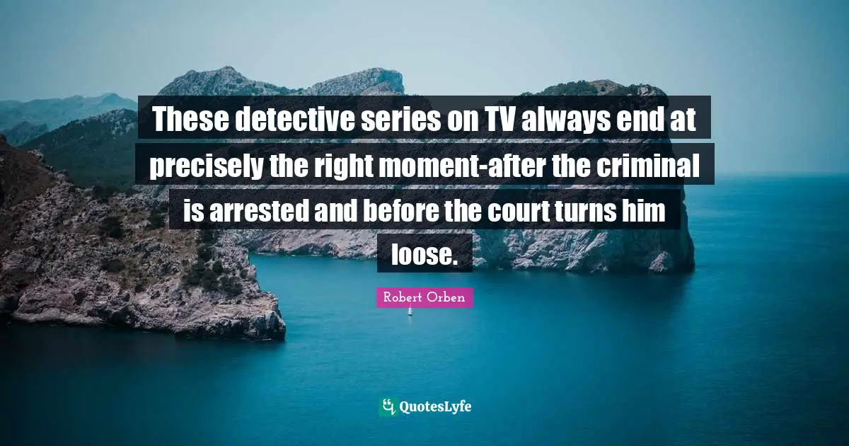 These detective series on TV always end at precisely the right moment-after the criminal is arrested and before the court turns him loose.