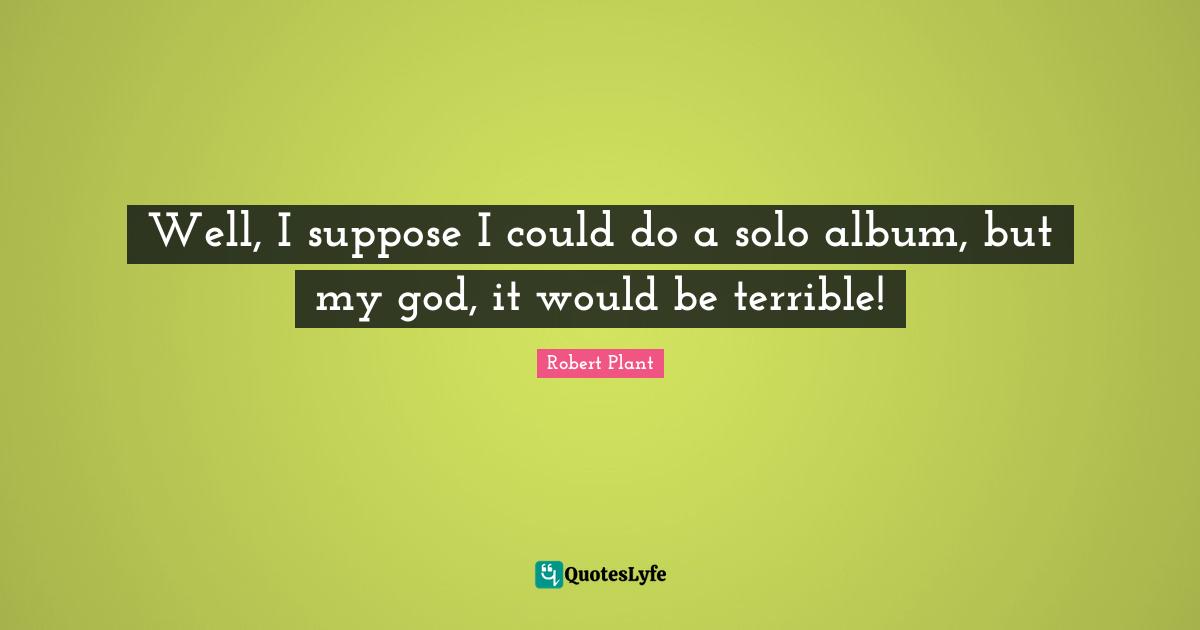 Well, I suppose I could do a solo album, but my god, it would be terrible!
