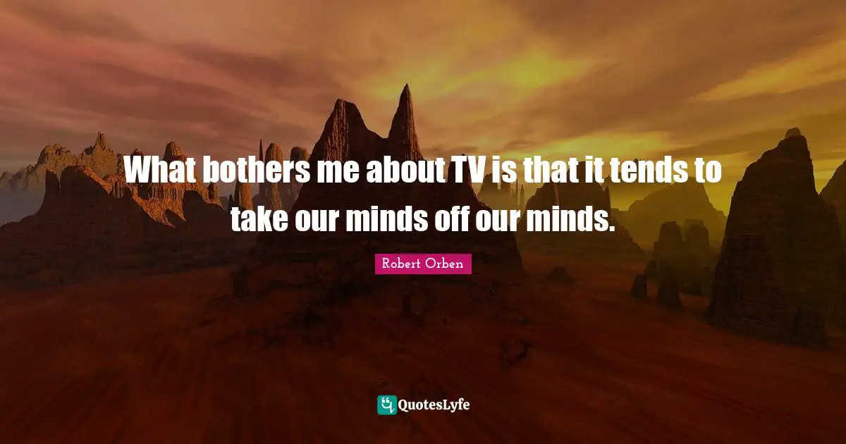 What bothers me about TV is that it tends to take our minds off our minds.