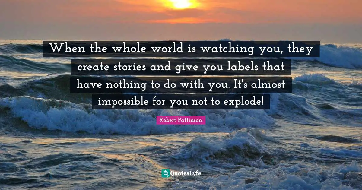 When the whole world is watch­ing you, they cre­ate sto­ries and give you labels that have noth­ing to do with you. It's almost impos­si­ble for you not to explode!