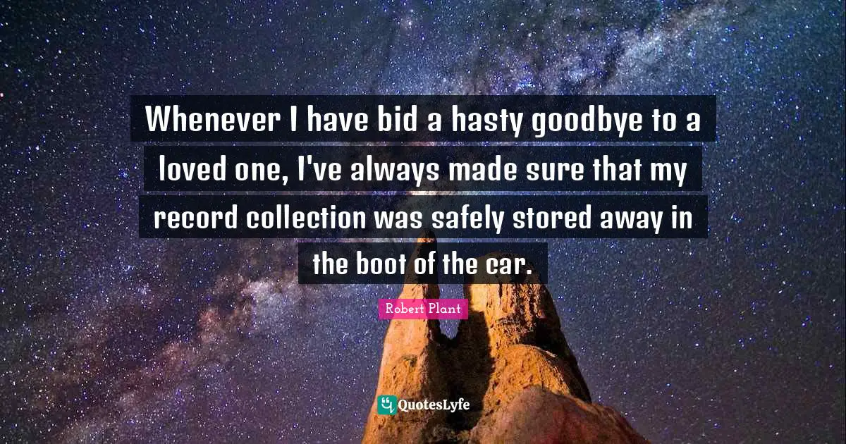 Whenever I have bid a hasty goodbye to a loved one, I've always made sure that my record collection was safely stored away in the boot of the car.