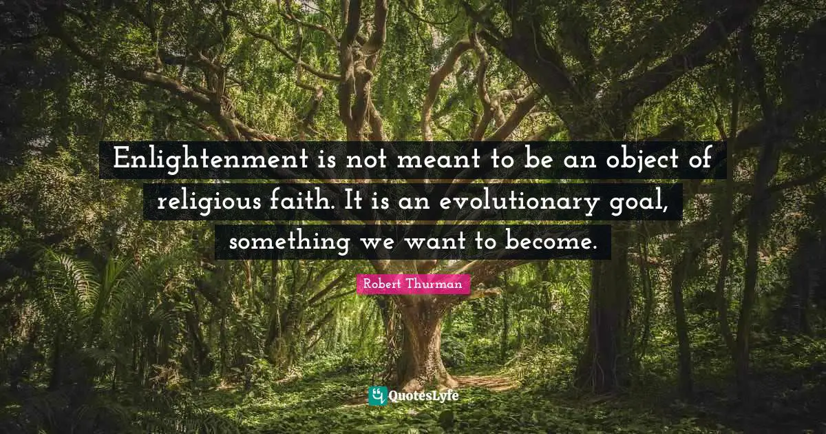 Enlightenment is not meant to be an object of religious faith. It is an evolutionary goal, something we want to become.