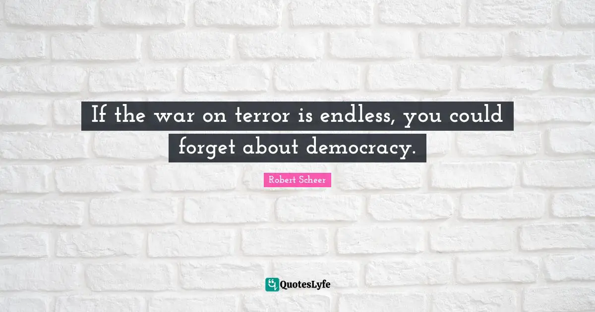 If the war on terror is endless, you could forget about democracy.