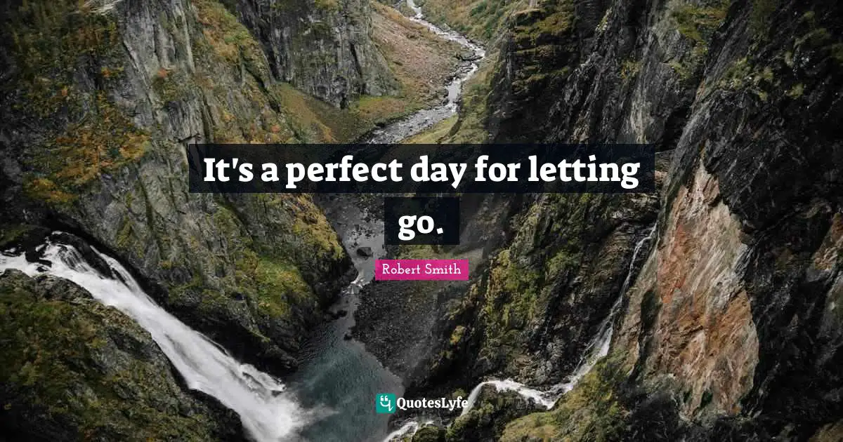 Robert Smith Quotes: "It's a perfect day for letting go."