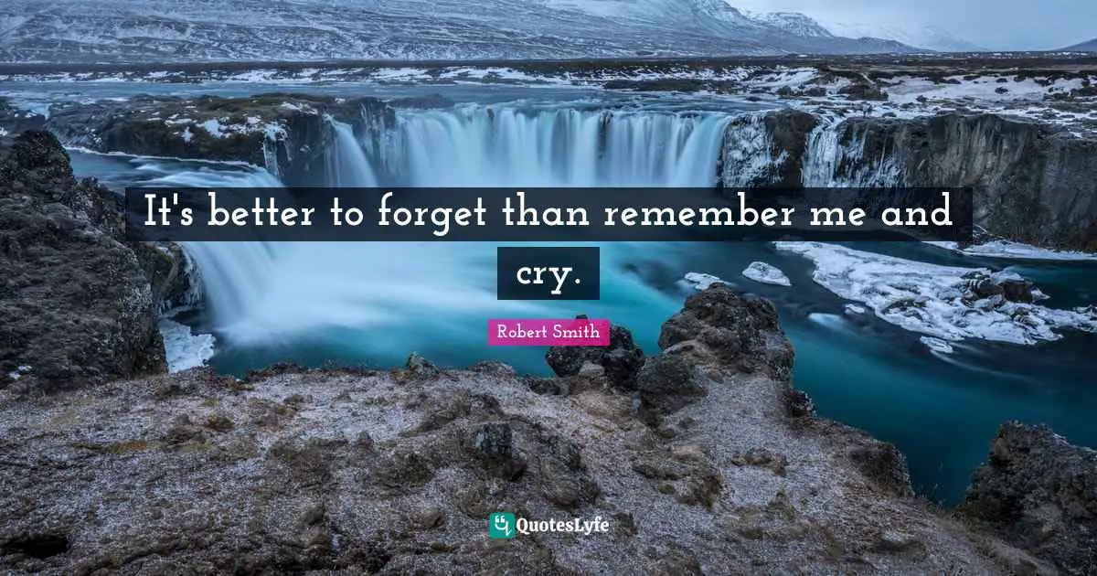 Robert Smith Quotes: "It's better to forget than remember me and cry."