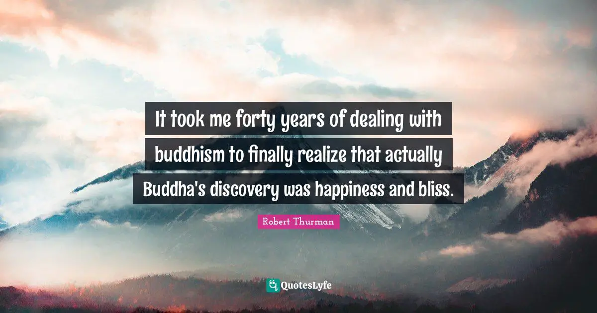 It took me forty years of dealing with buddhism to finally realize that actually Buddha's discovery was happiness and bliss.