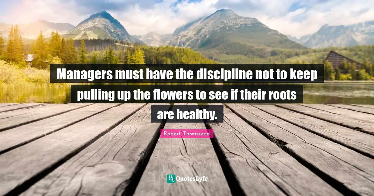 Managers must have the discipline not to keep pulling up the flowers to see if their roots are healthy.