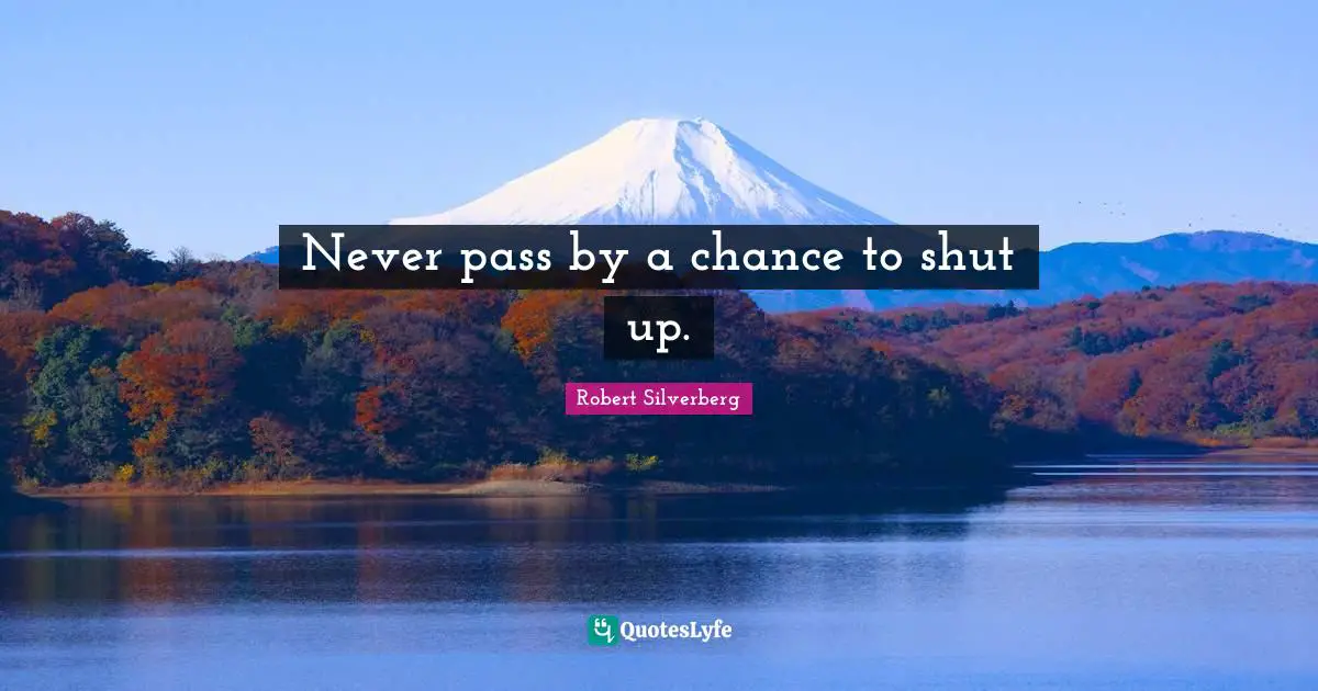 Never pass by a chance to shut up.
