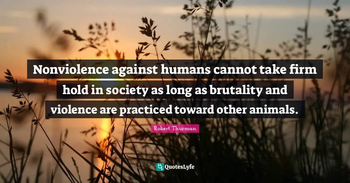 Nonviolence against humans cannot take firm hold in society as long as brutality and violence are practiced toward other animals.
