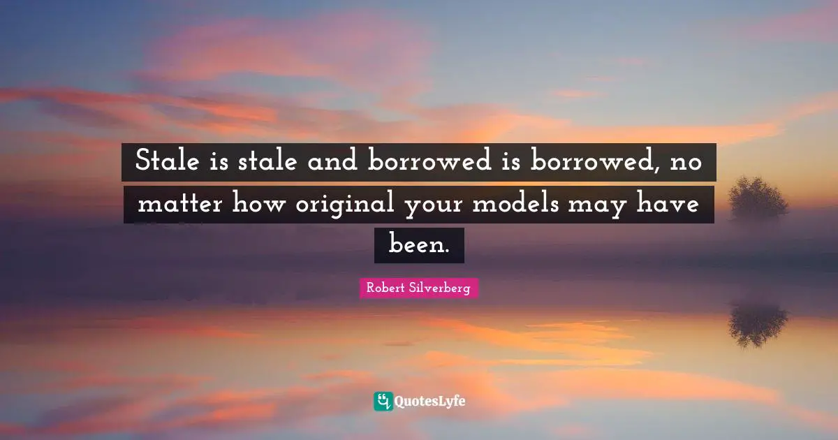 Stale is stale and borrowed is borrowed, no matter how original your models may have been.