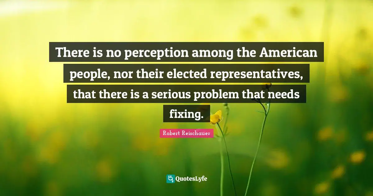 There is no perception among the American people, nor their elected representatives, that there is a serious problem that needs fixing.