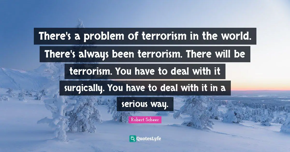 There's a problem of terrorism in the world. There's always been terrorism. There will be terrorism. You have to deal with it surgically. You have to deal with it in a serious way.