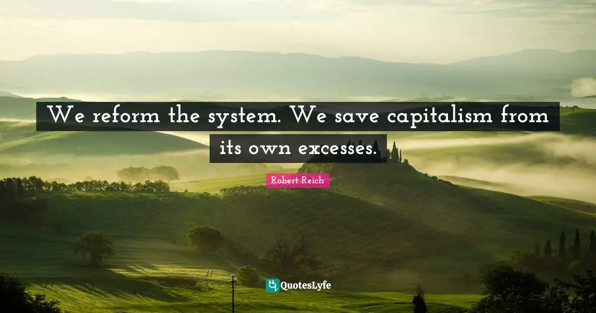 We reform the system. We save capitalism from its own excesses.