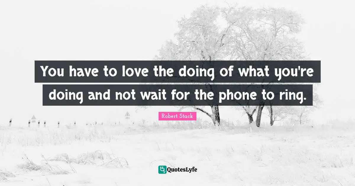 Robert Stack Quotes: "You have to love the doing of what you're doing and not wait for the phone to ring."