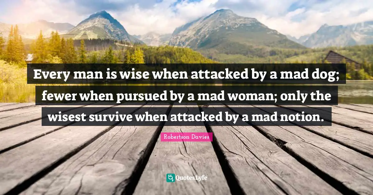 Every man is wise when attacked by a mad dog; fewer when pursued by a mad woman; only the wisest survive when attacked by a mad notion.