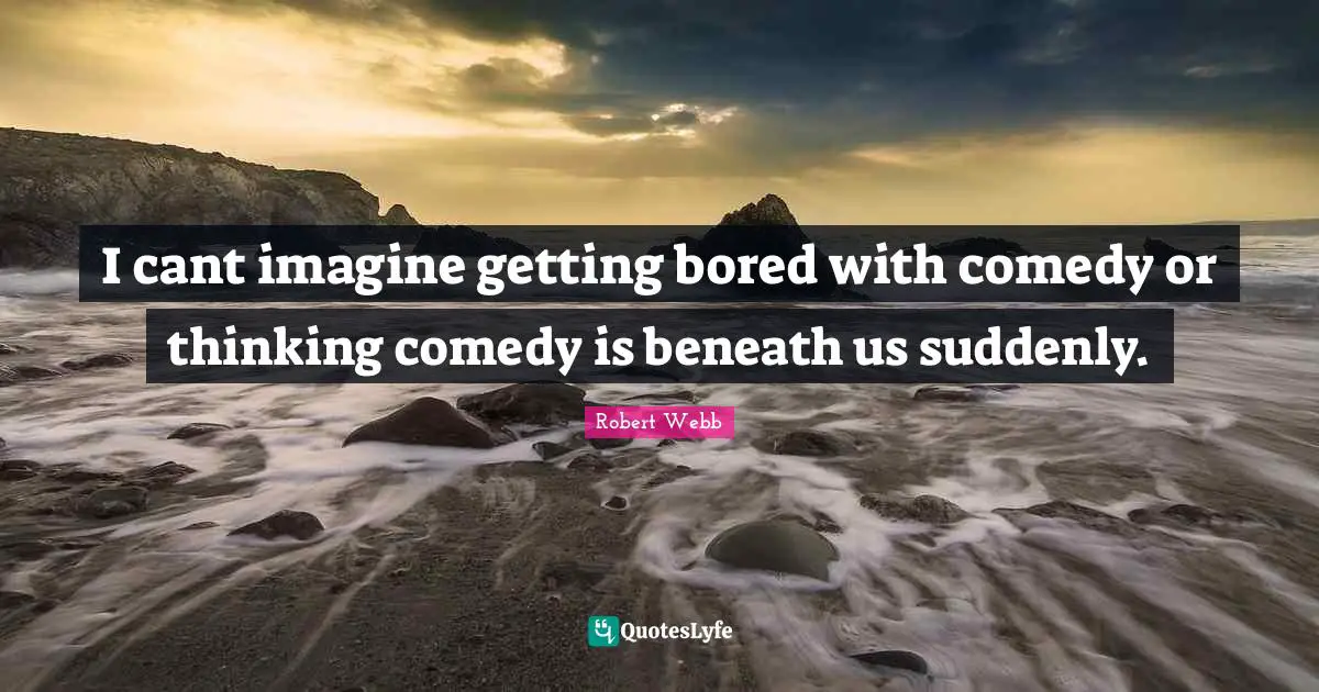 I cant imagine getting bored with comedy or thinking comedy is beneath us suddenly.