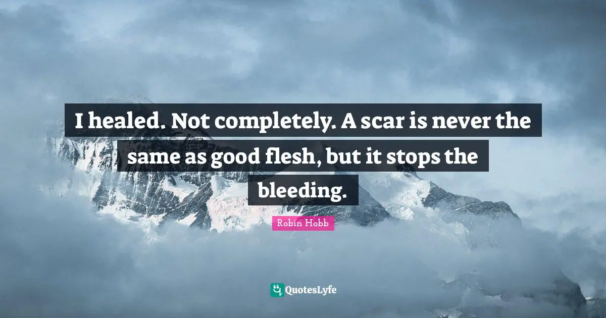 I healed. Not completely. A scar is never the same as good flesh, but it stops the bleeding.