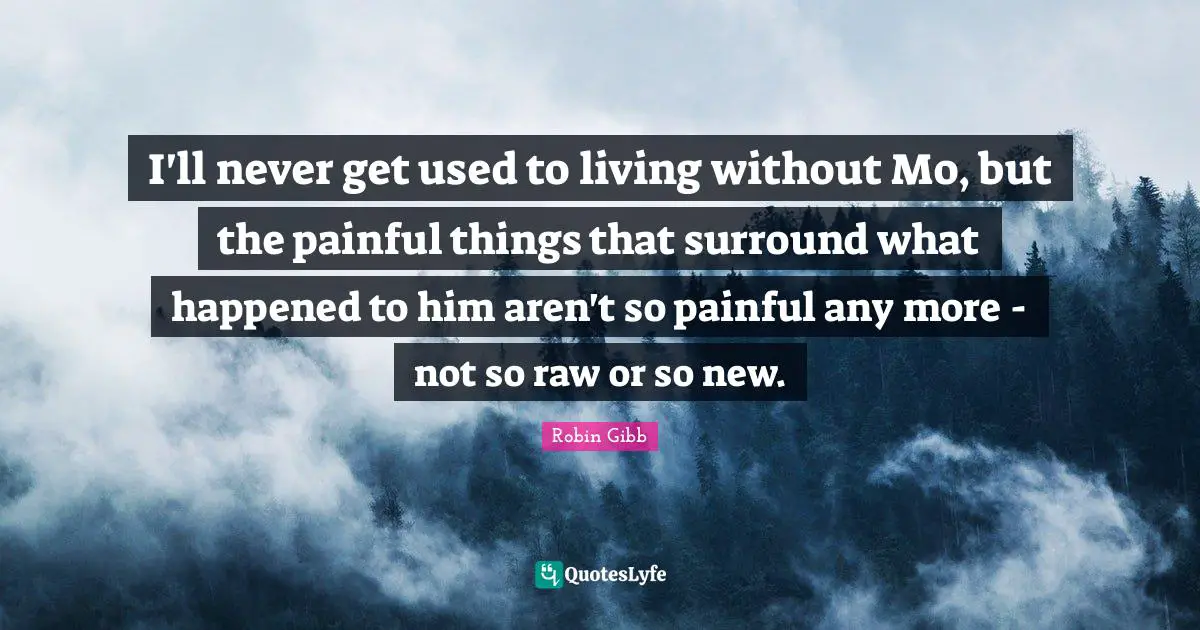 I'll never get used to living without Mo, but the painful things that surround what happened to him aren't so painful any more - not so raw or so new.
