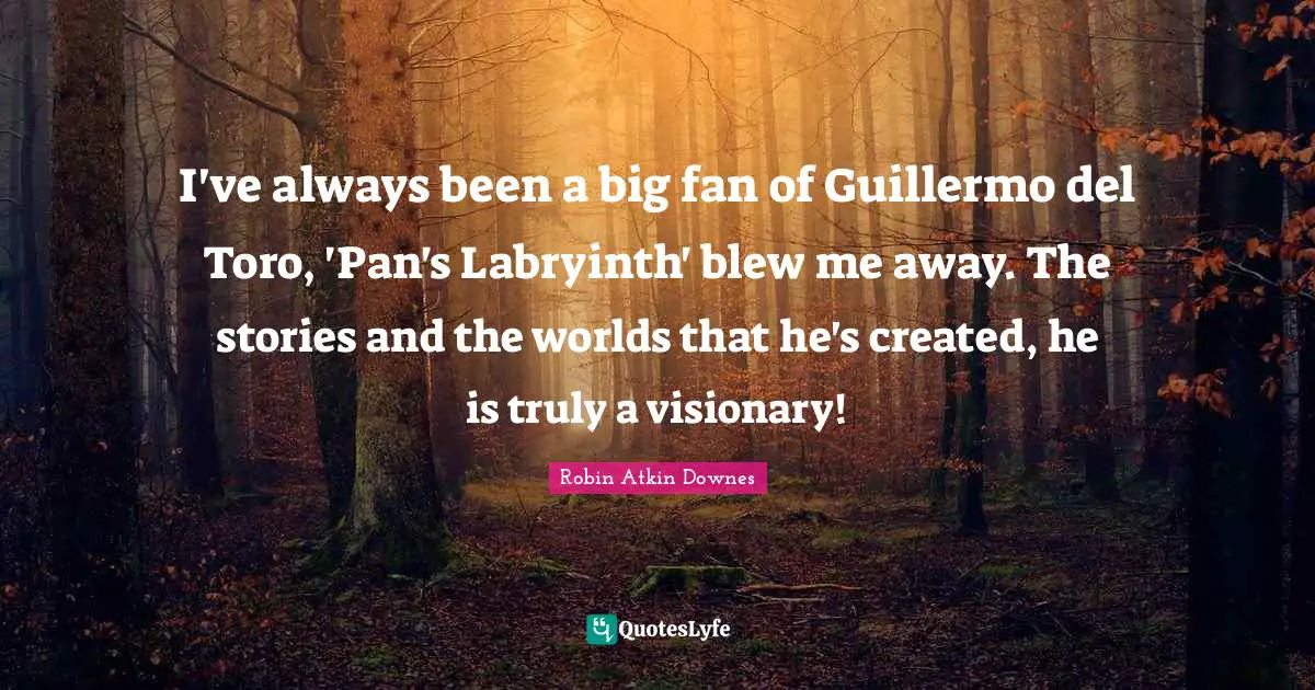 I've always been a big fan of Guillermo del Toro, 'Pan's Labryinth' blew me away. The stories and the worlds that he's created, he is truly a visionary!