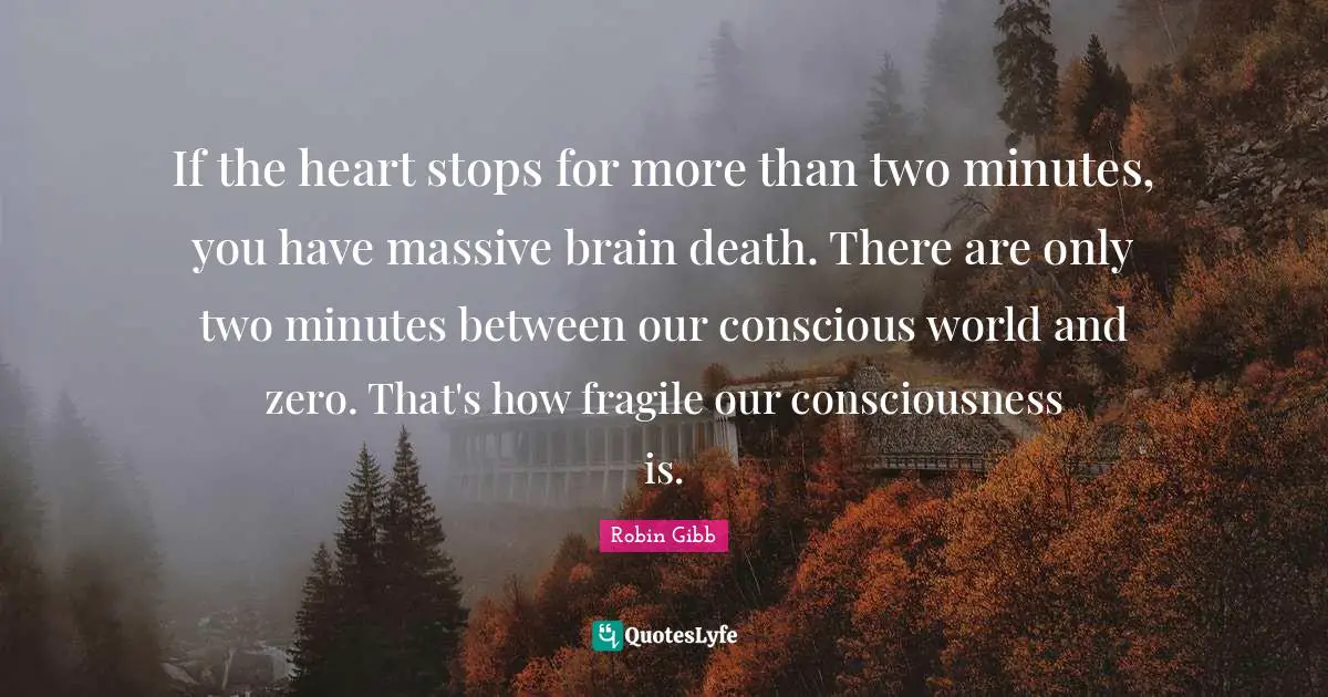 Zero Quotes: "If the heart stops for more than two minutes, you have massive brain death. There are only two minutes between our conscious world and zero. That's how fragile our consciousness is."