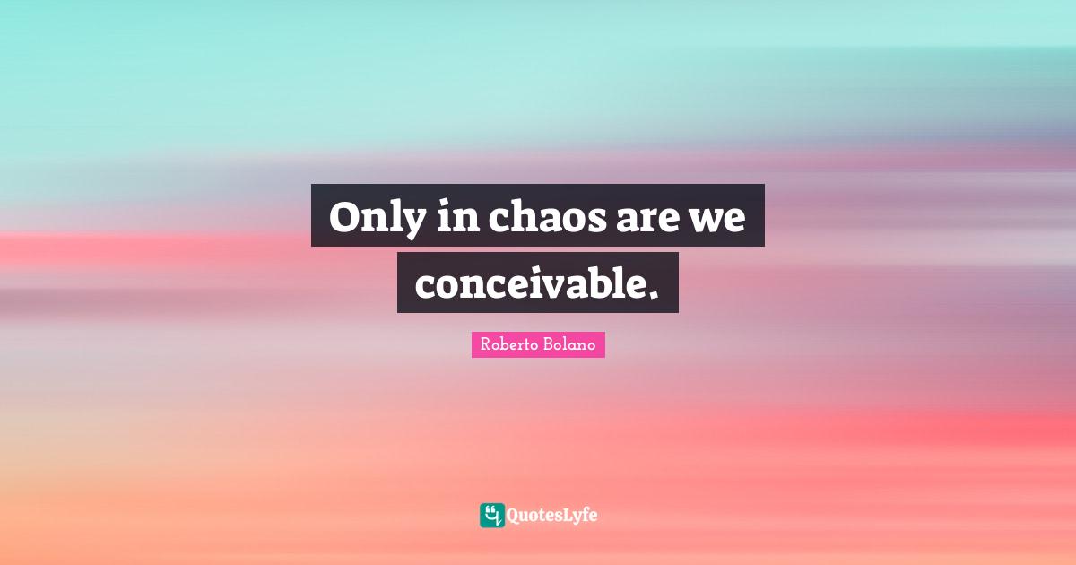 Only in chaos are we conceivable.