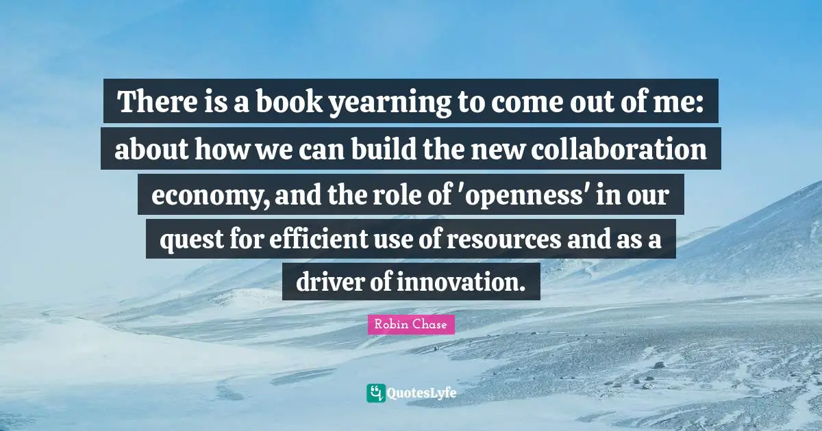 There is a book yearning to come out of me: about how we can build the new collaboration economy, and the role of 'openness' in our quest for efficient use of resources and as a driver of innovation.