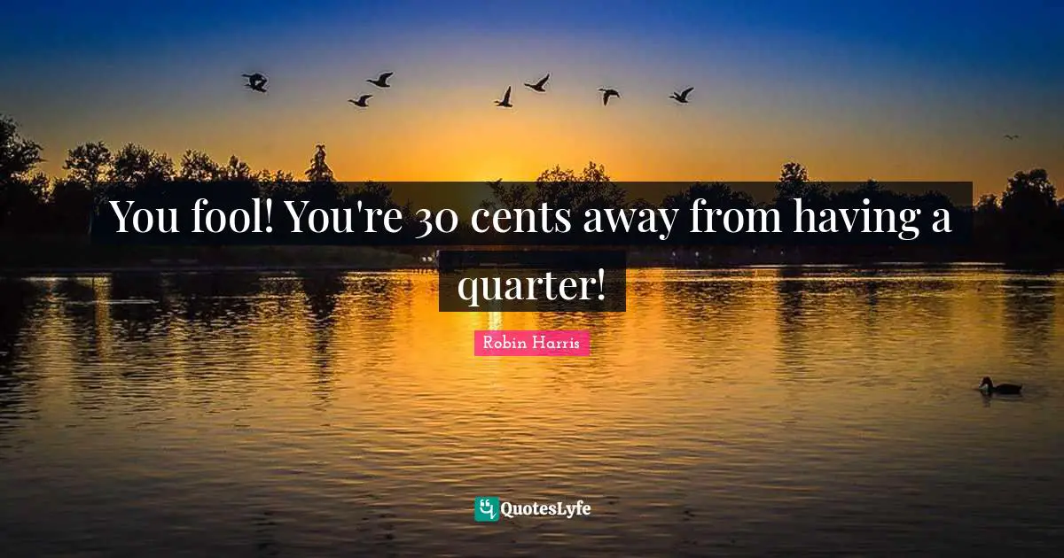 Cents Quotes: "You fool! You're 30 cents away from having a quarter!"