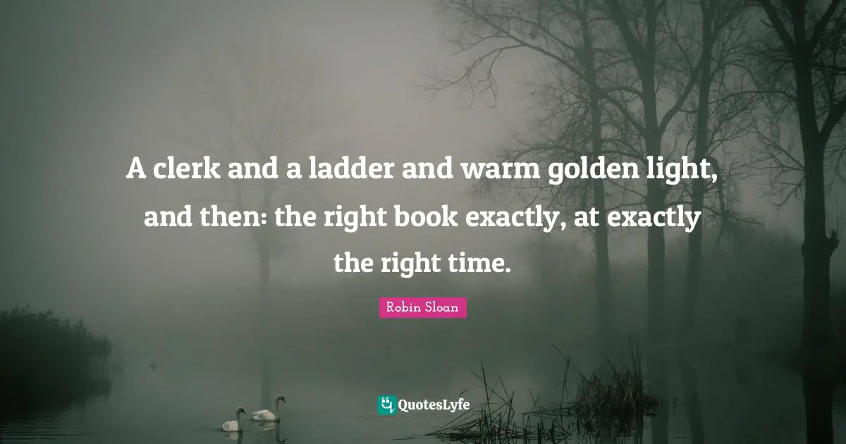 Clerks Quotes: "A clerk and a ladder and warm golden light, and then: the right book exactly, at exactly the right time."