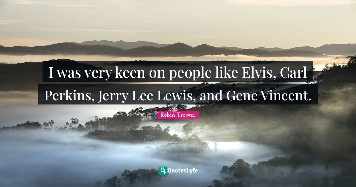 I was very keen on people like Elvis, Carl Perkins, Jerry Lee Lewis, and Gene Vincent.