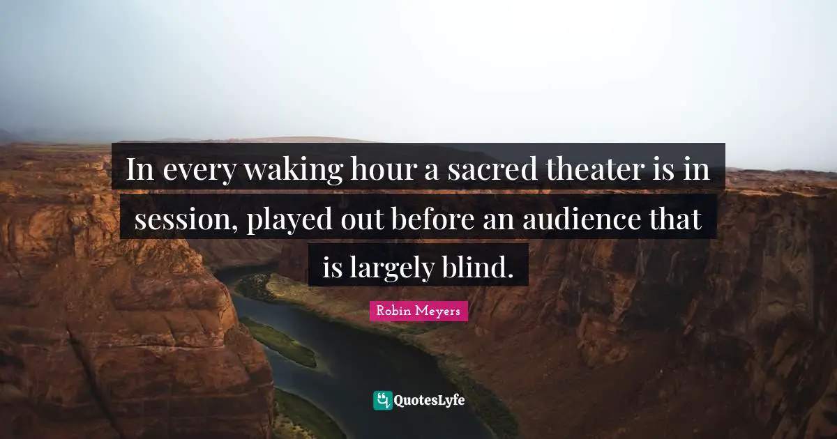 In every waking hour a sacred theater is in session, played out before an audience that is largely blind.