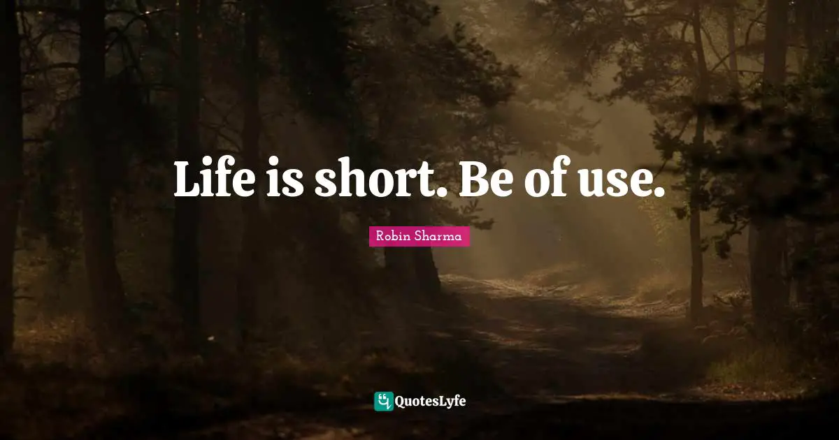 Life is short. Be of use.