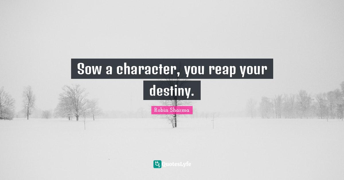 Sow a character, you reap your destiny.