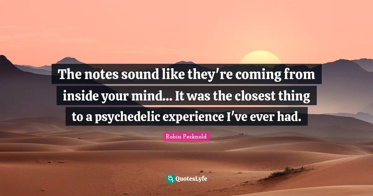 The notes sound like they're coming from inside your mind... It was the closest thing to a psychedelic experience I've ever had.