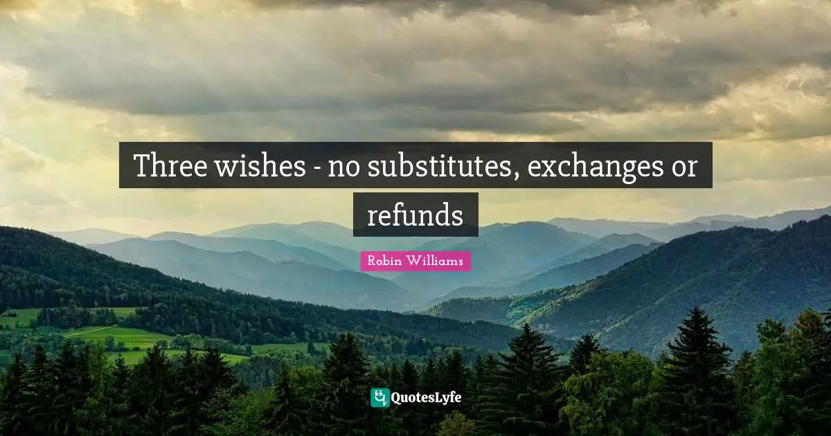 Three wishes - no substitutes, exchanges or refunds