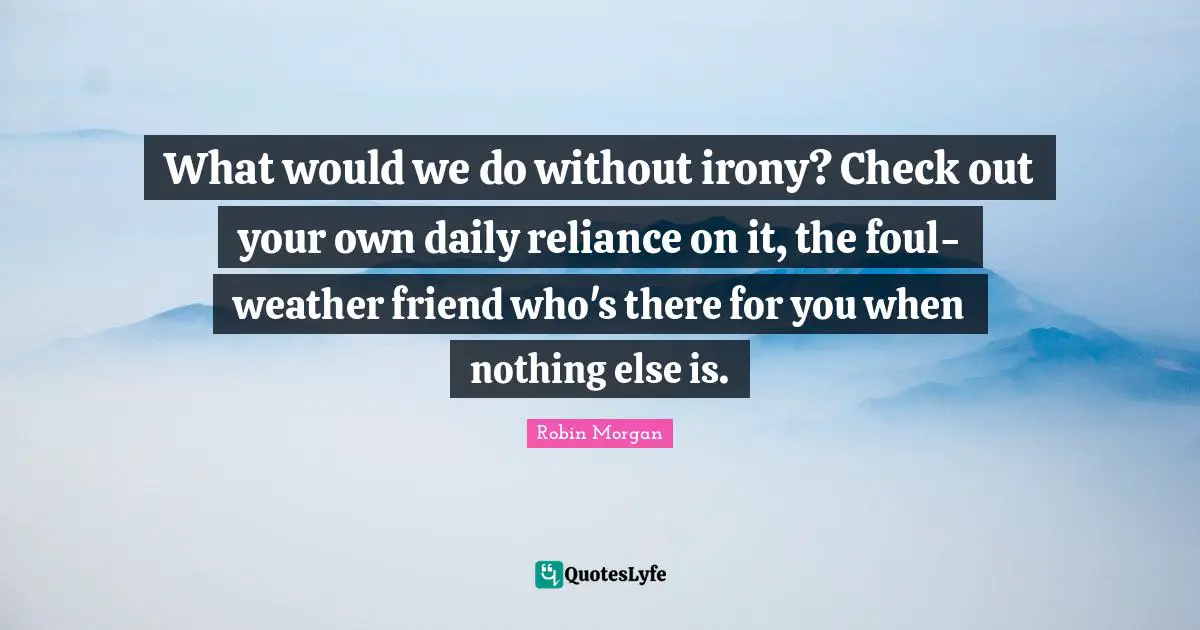 What would we do without irony? Check out your own daily reliance on it, the foul-weather friend who's there for you when nothing else is.