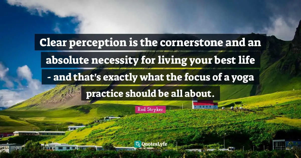 Clear perception is the cornerstone and an absolute necessity for living your best life - and that's exactly what the focus of a yoga practice should be all about.